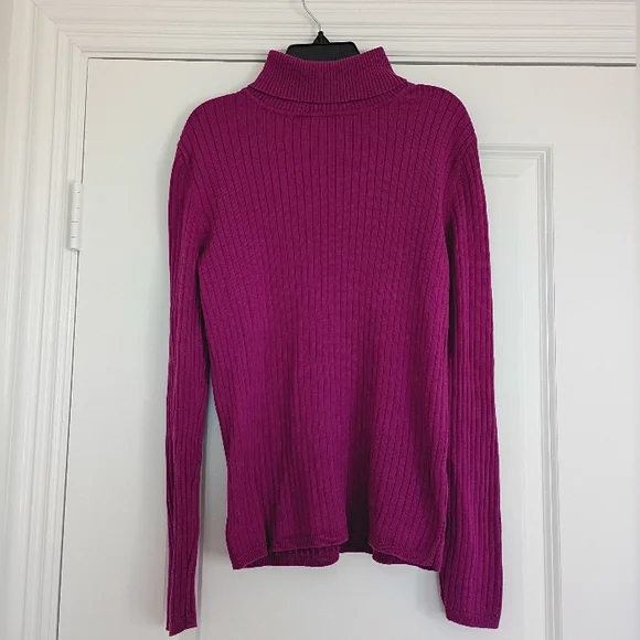 Talbots Fuchsia Ribbed Turtleneck Sweater - Picture 3 of 6
